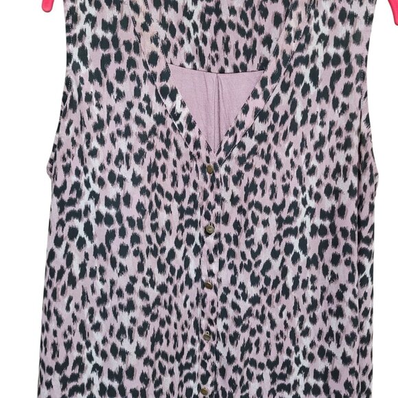 Maternity Size XXL Blouse Sleeveless Maurice's Purple Button Up Leopard Print 2X - Picture 6 of 11
